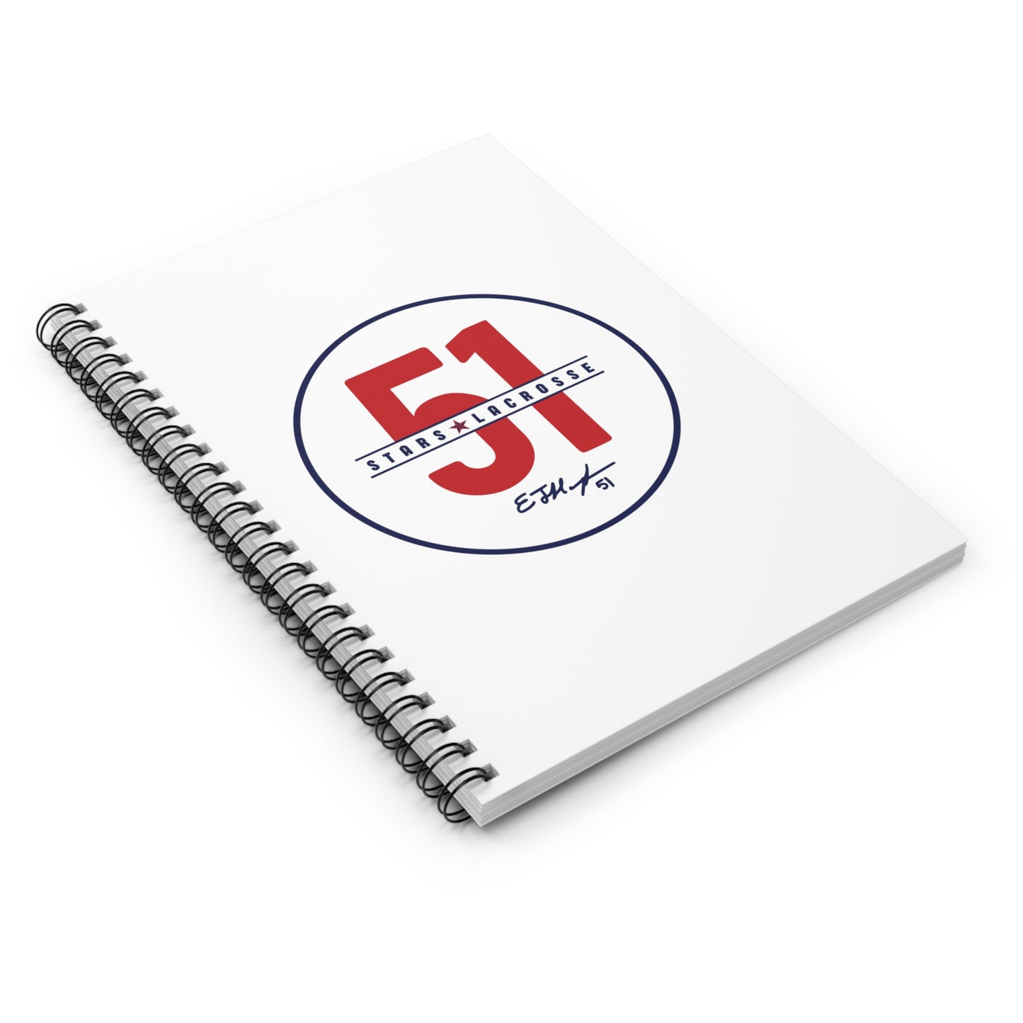 51 Stars Lacrosse Spiral Notebook - Ruled Line