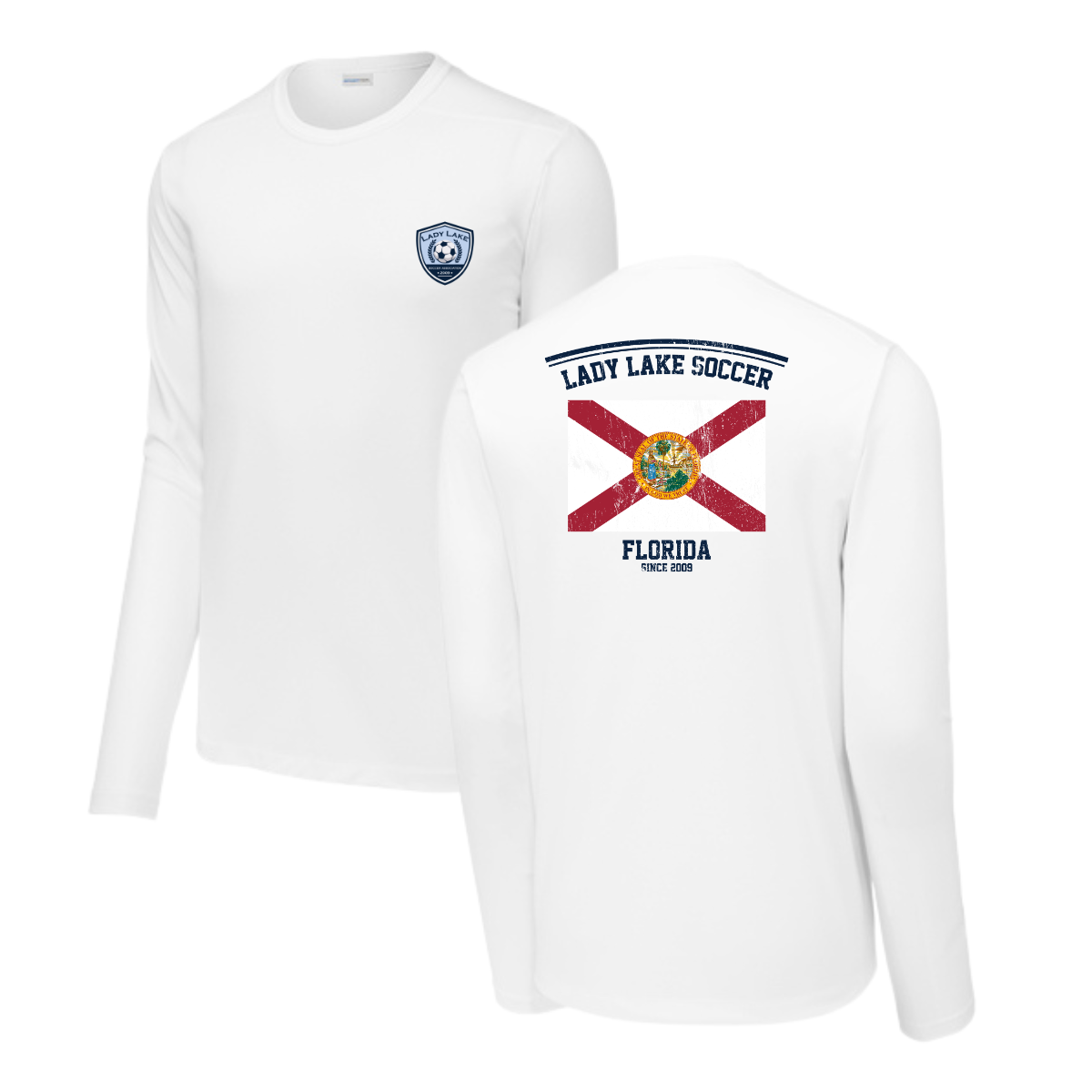 Adult Lady Lake Soccer Association Sport-Tek Posi UV Pro LS Tee