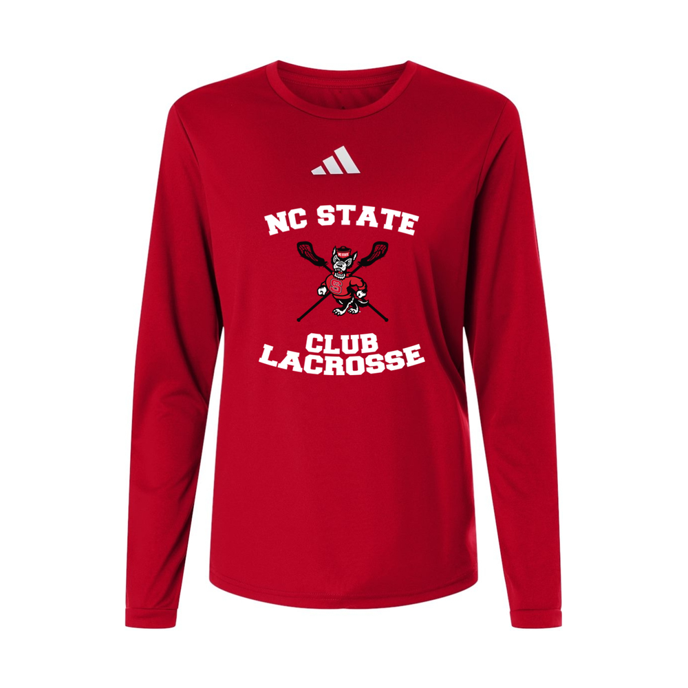 NC State Club Lacrosse Adidas Women's Pregame Long Sleeve T-Shirt - Red