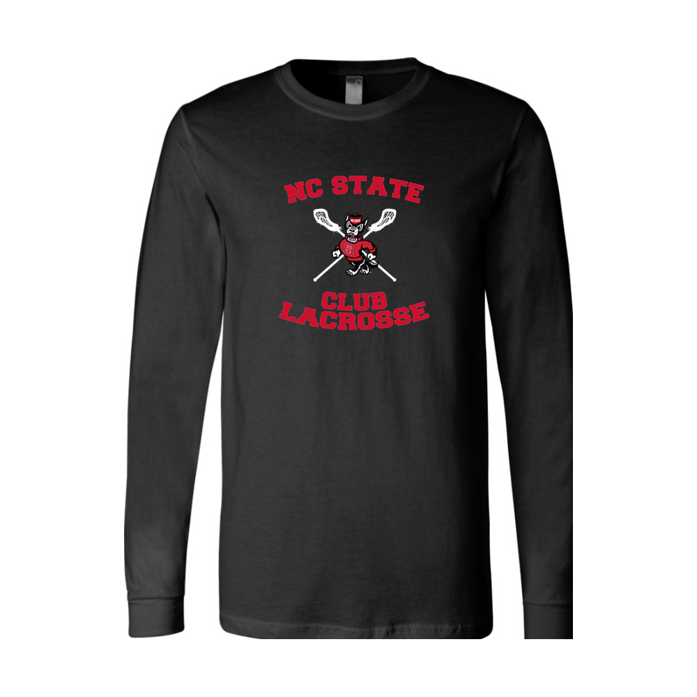 NC State Club Lacrosse Bella Canvas Long Sleeve - Black
