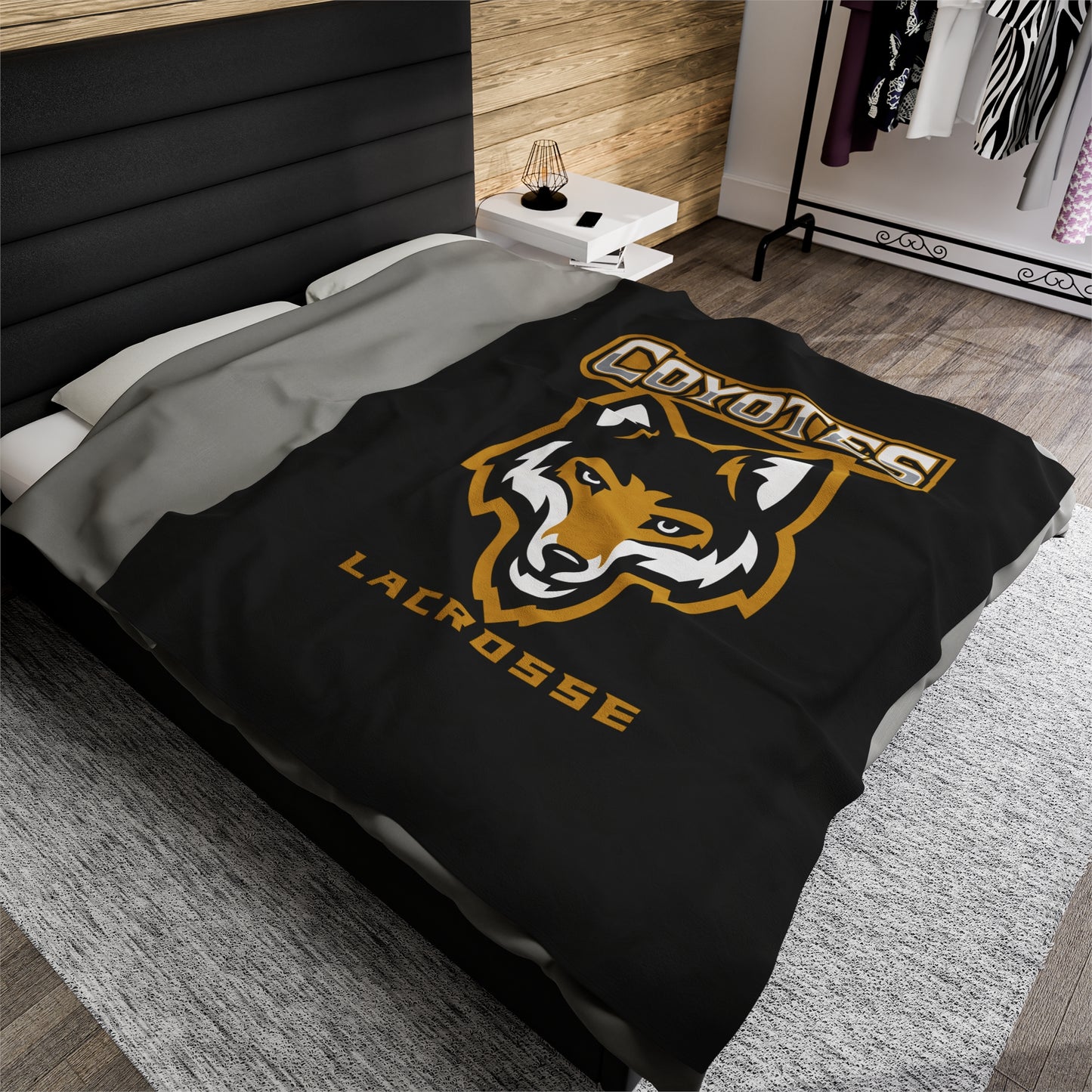 Coyotes Lacrosse Velveteen Plush Blanket (60" x 80")