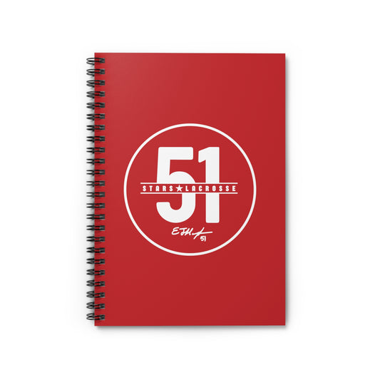 51 Stars Lacrosse Spiral Notebook - Ruled Line