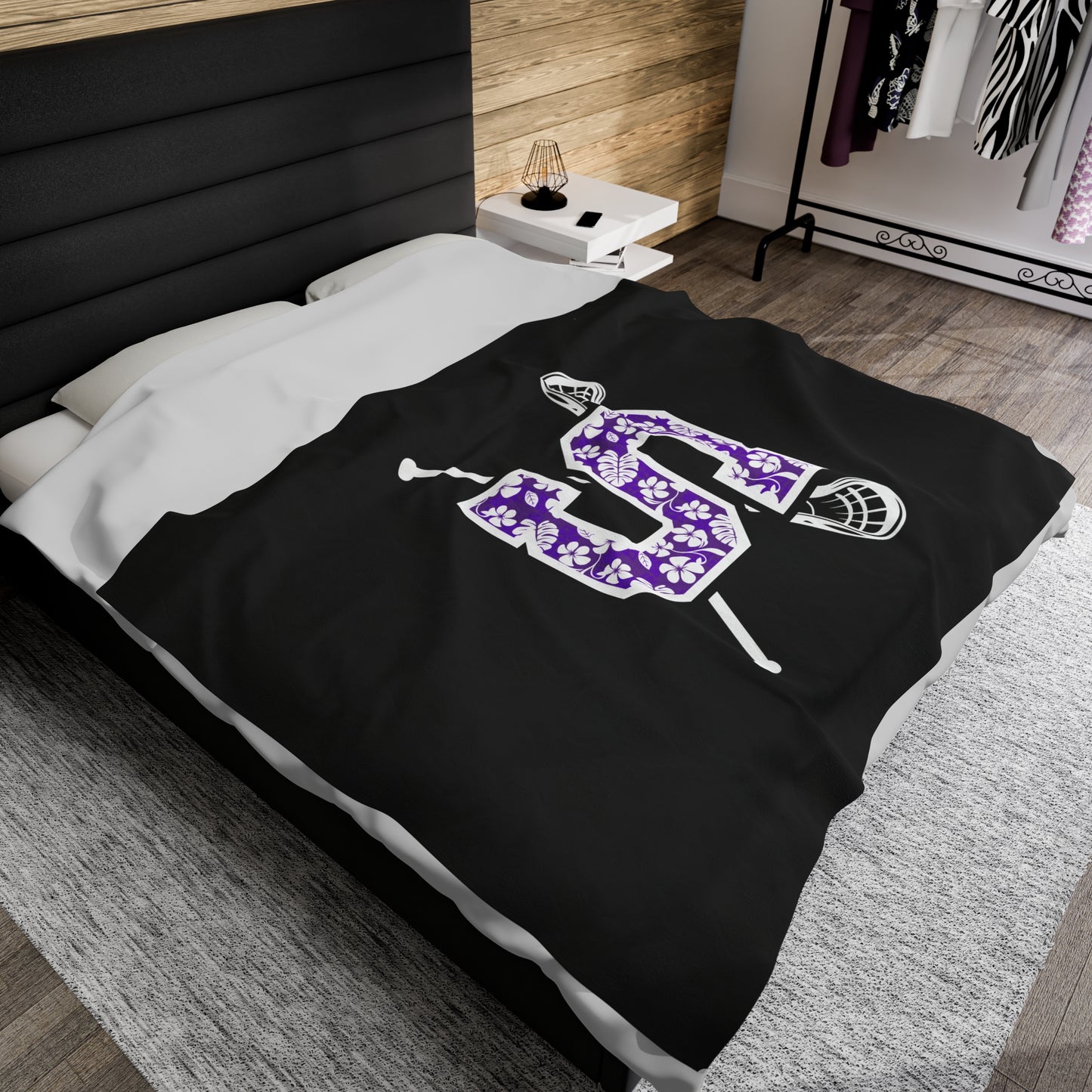Sunset Lacrosse Velveteen Plush Blanket (60"x80")