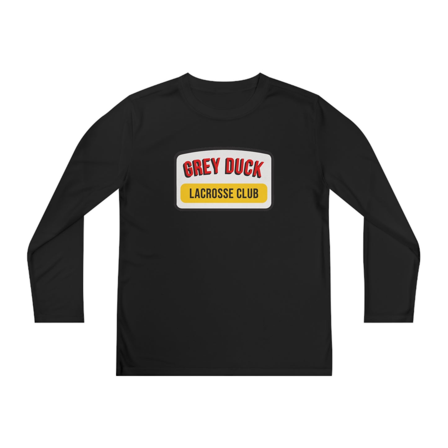 Youth Grey Duck Lacrosse Sport-Tek Performance Long Sleeve Shirt