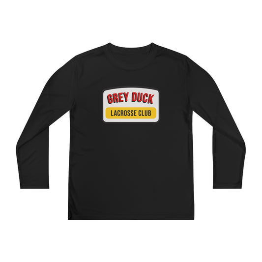 Youth Grey Duck Lacrosse Sport-Tek Performance Long Sleeve Shirt
