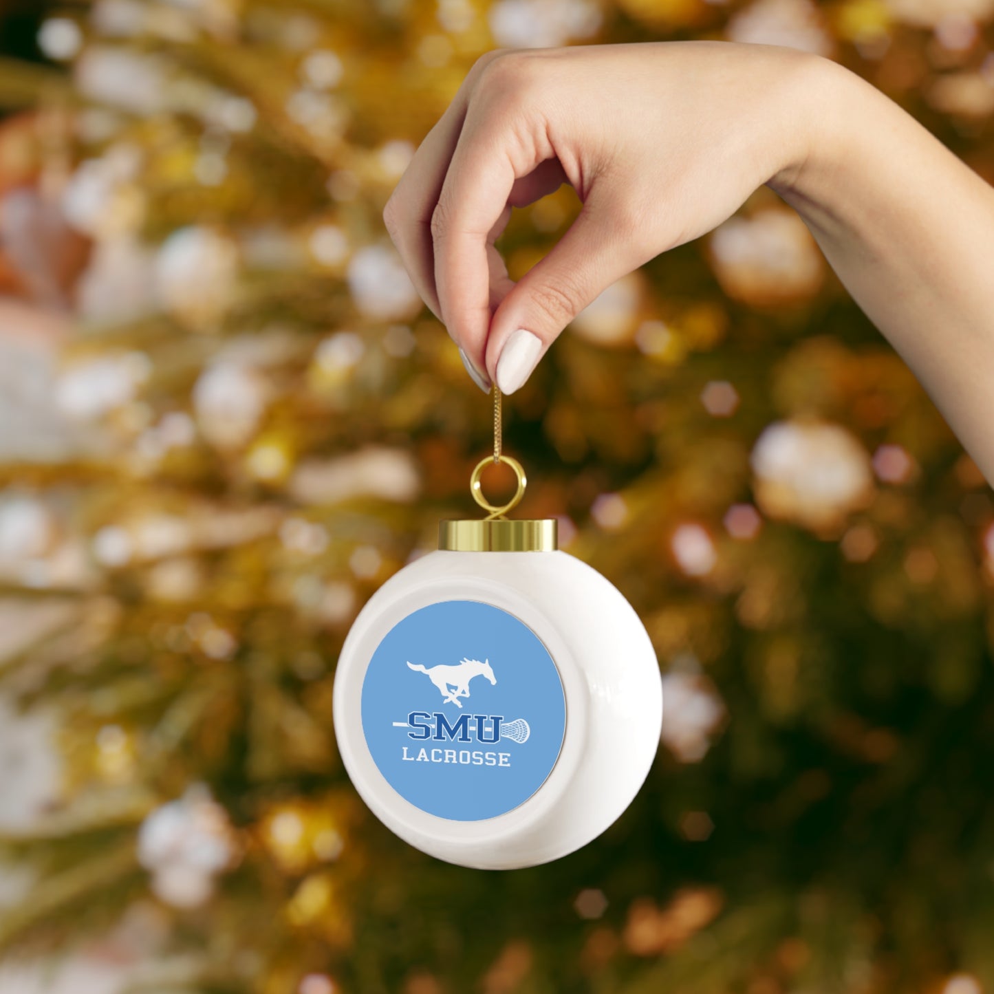 SMU Lacrosse Christmas Ball Ornament