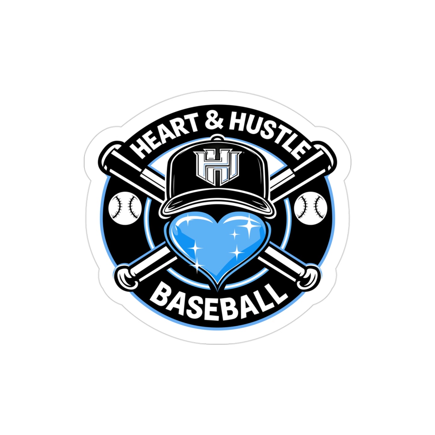 Heart and Hustle Baseball Transparent Die-Cut Outdoor Sticker