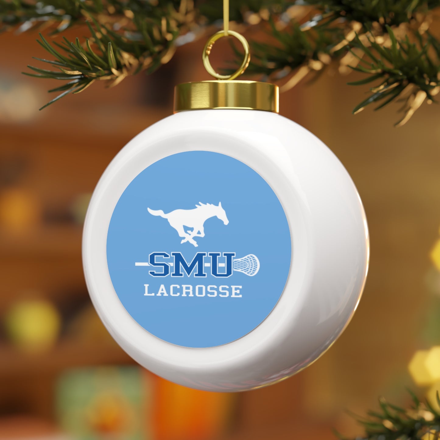 SMU Lacrosse Christmas Ball Ornament