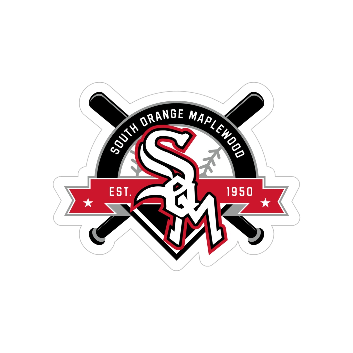 South Orange Maplewood Baseball Die-Cut Transparent Outdoor Stickers