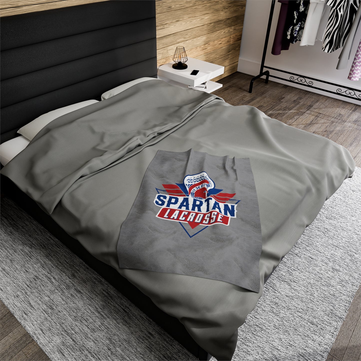 Bixby Spartan Lacrosse Velveteen Plush Blanket