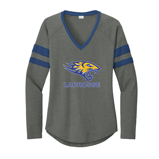 Women's Tacoma Tigers Lacrosse Sport-Tek Halftime Stripe V-Neck LS