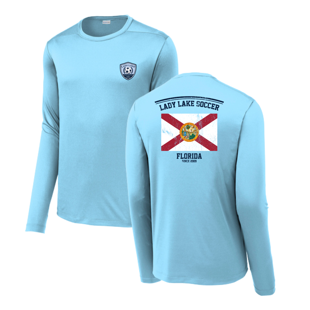 Adult Lady Lake Soccer Association Sport-Tek Posi UV Pro LS Tee
