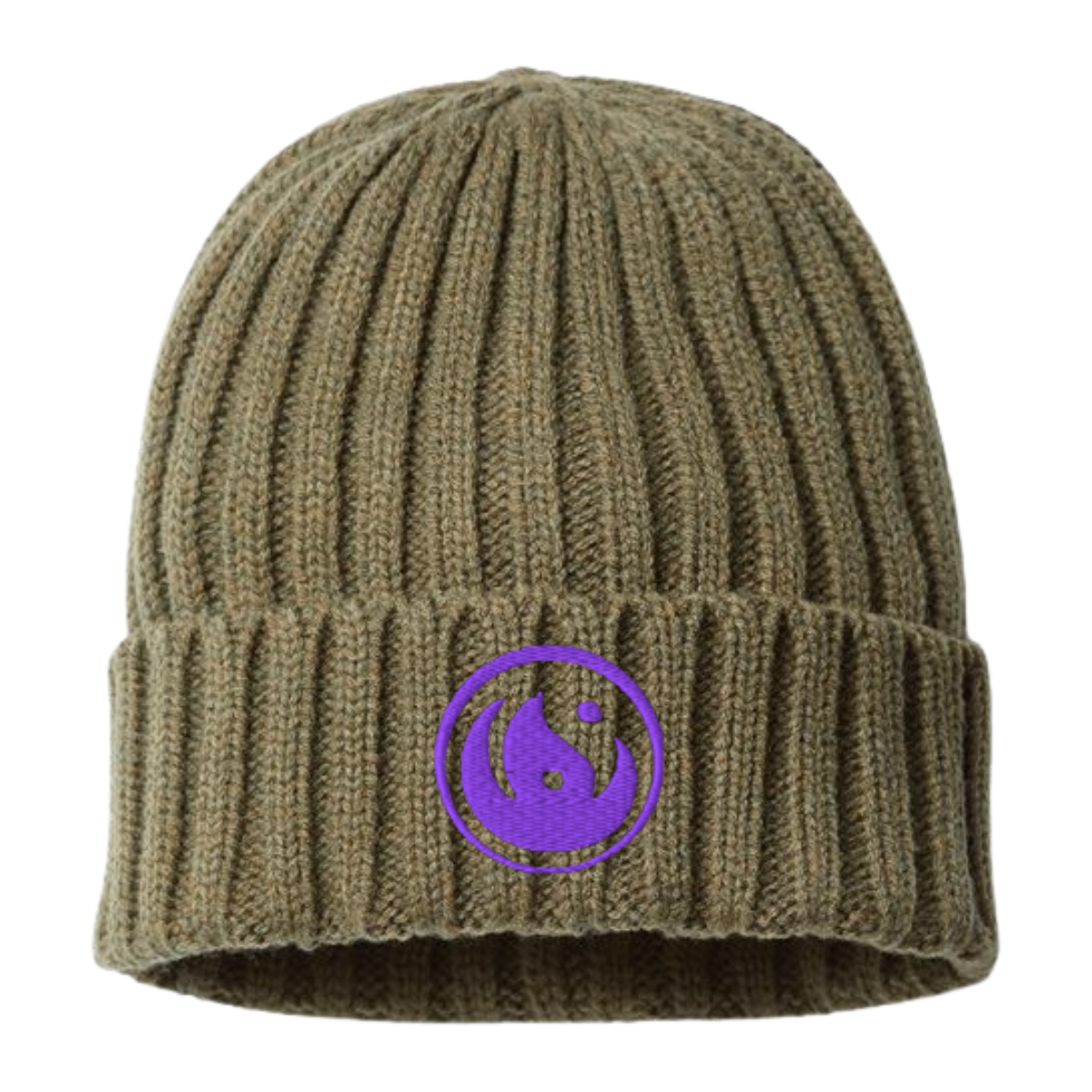 Cable Knit Beanie - Purple Logo