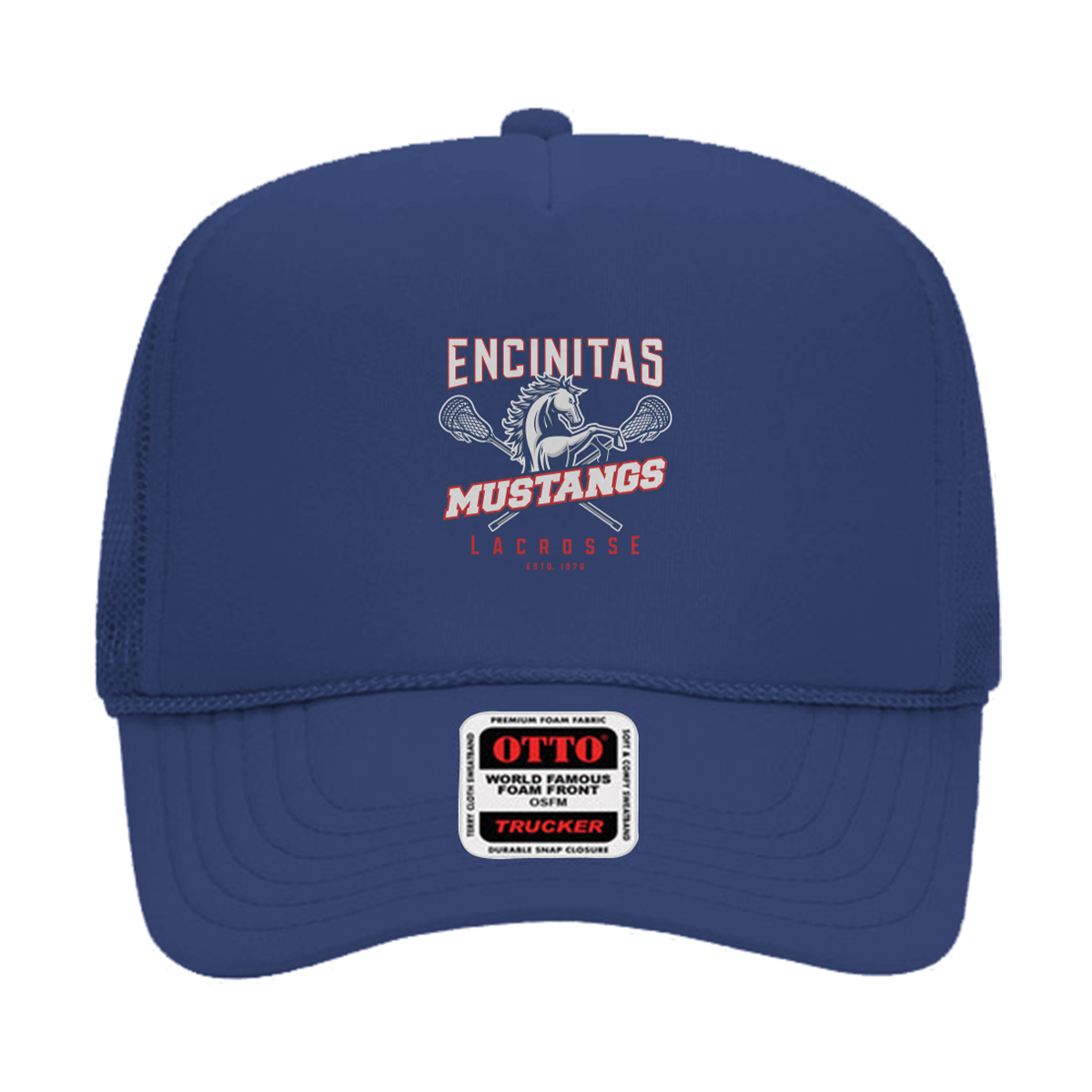 Encinitas Mustangs Lacrosse Otto 5-Panel Crown Mesh Back Trucker Hat