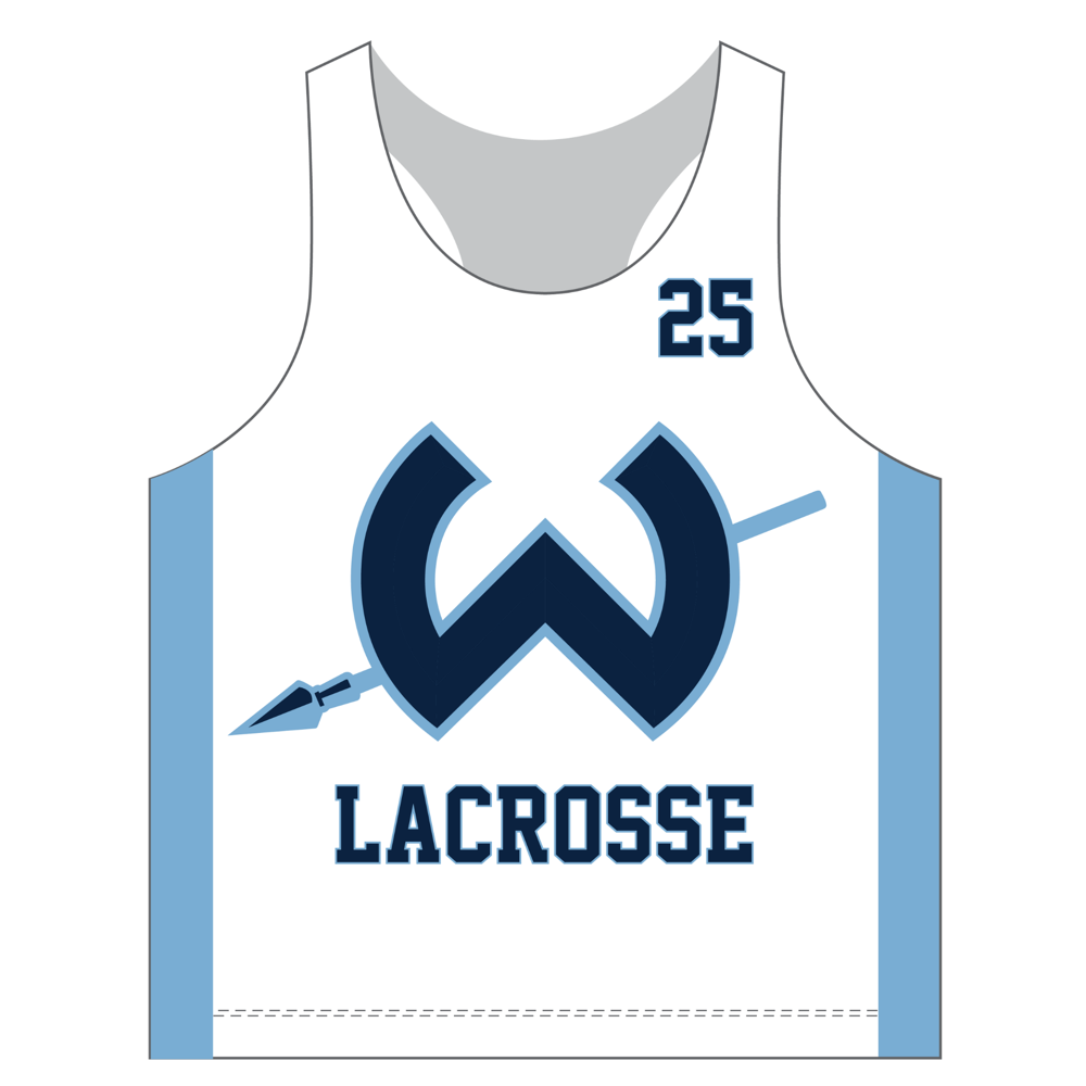 White Wilton High School lacrosse pinnie front
