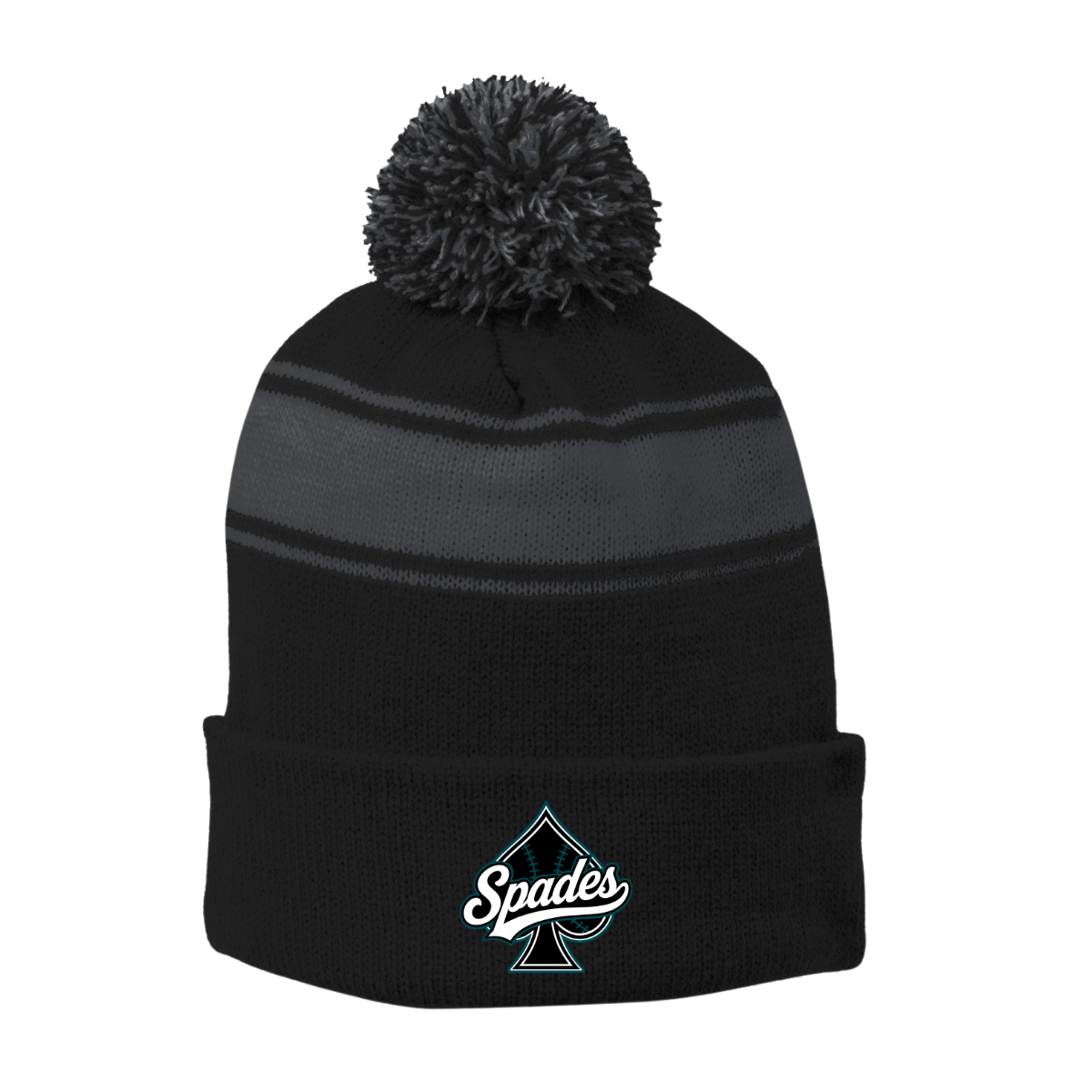South Bay Spades Stripe Pom Pom Beanie