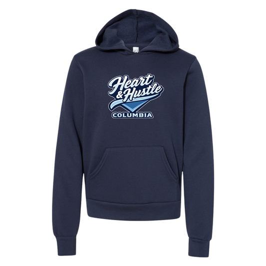 Youth Heart and Hustle Baseball Bella + Canvas Sponge Fleece Hoodie