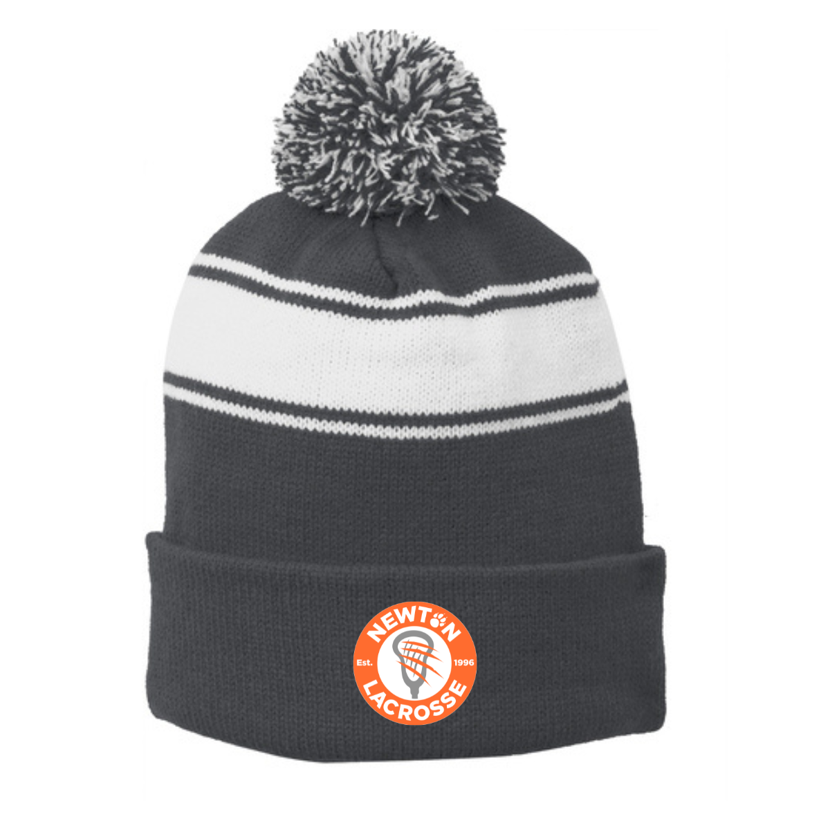 Newton Lacrosse Stripe Pom Pom Beanie