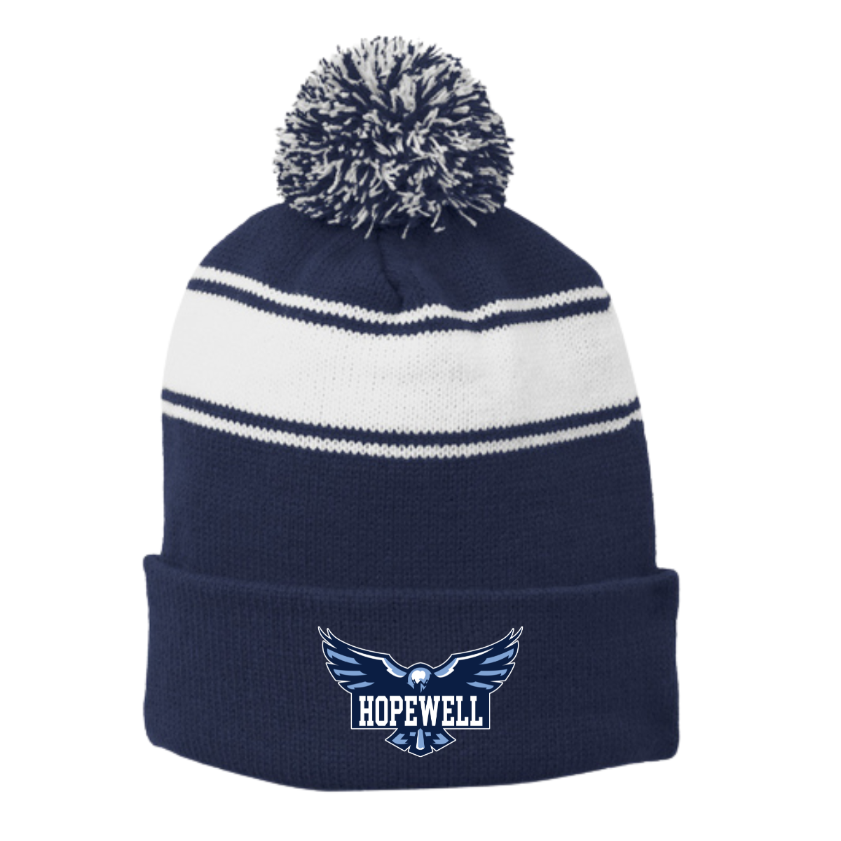 Hopewell Hawks Stripe Pom Pom Beanie