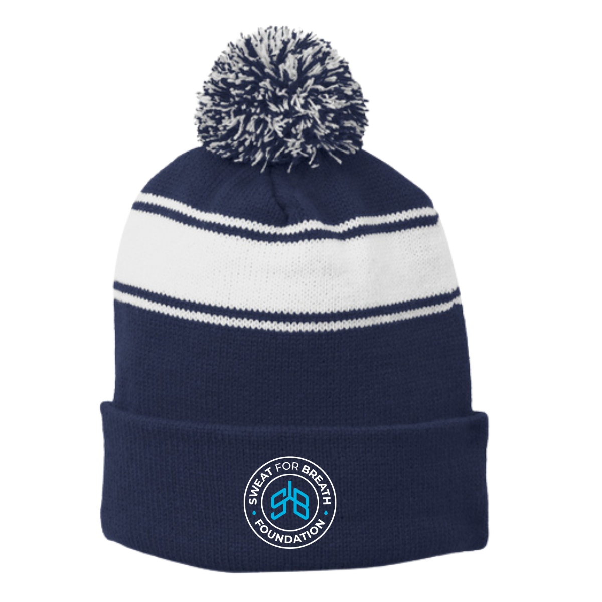 Sweat For Breath Foundation Stripe Pom Pom Beanie