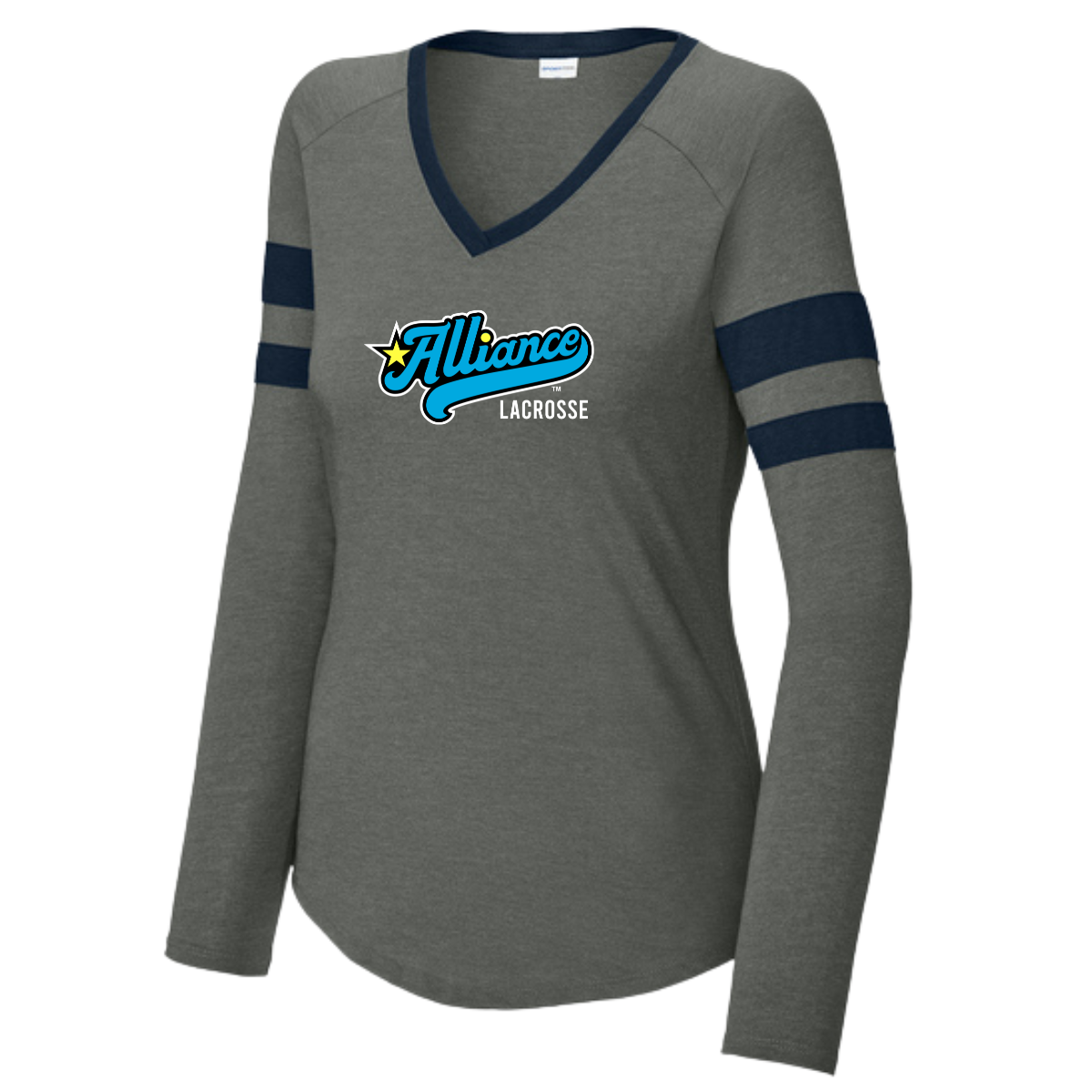 Women's Alliance National Lacrosse Sport-Tek Halftime Stripe V-Neck LS