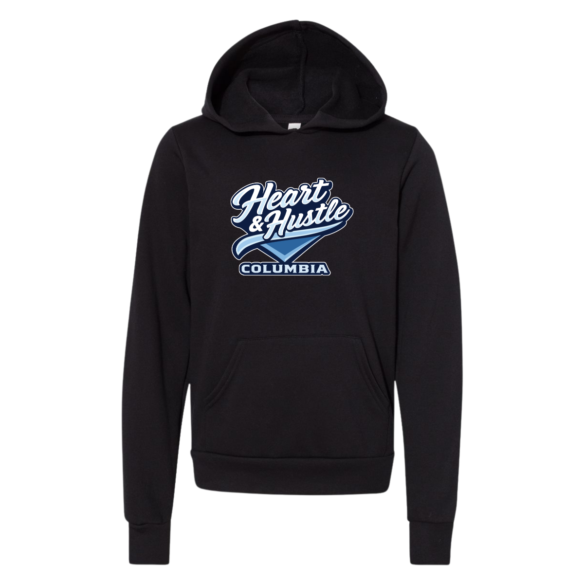 Youth Heart and Hustle Baseball Bella + Canvas Sponge Fleece Hoodie