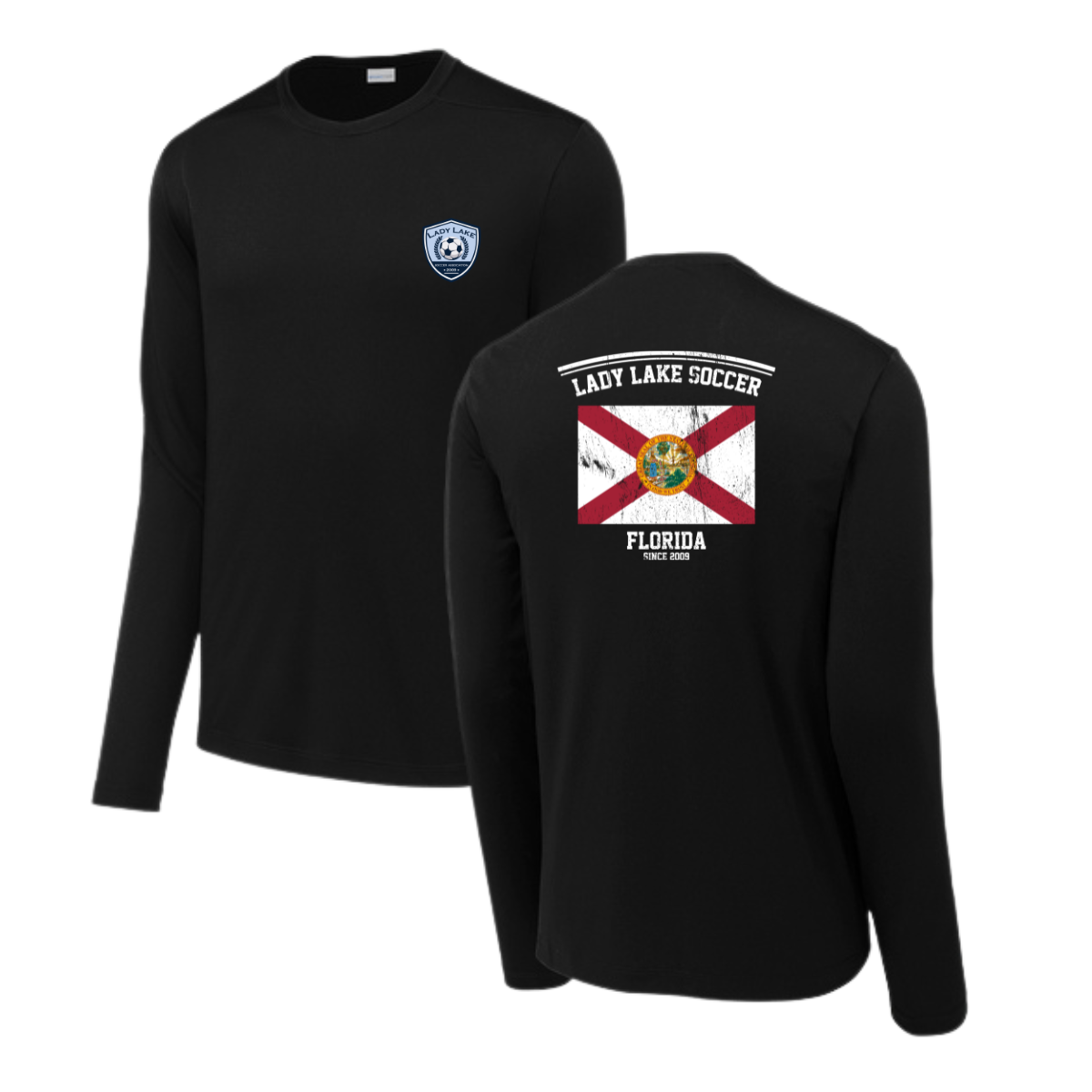 Adult Lady Lake Soccer Association Sport-Tek Posi UV Pro LS Tee