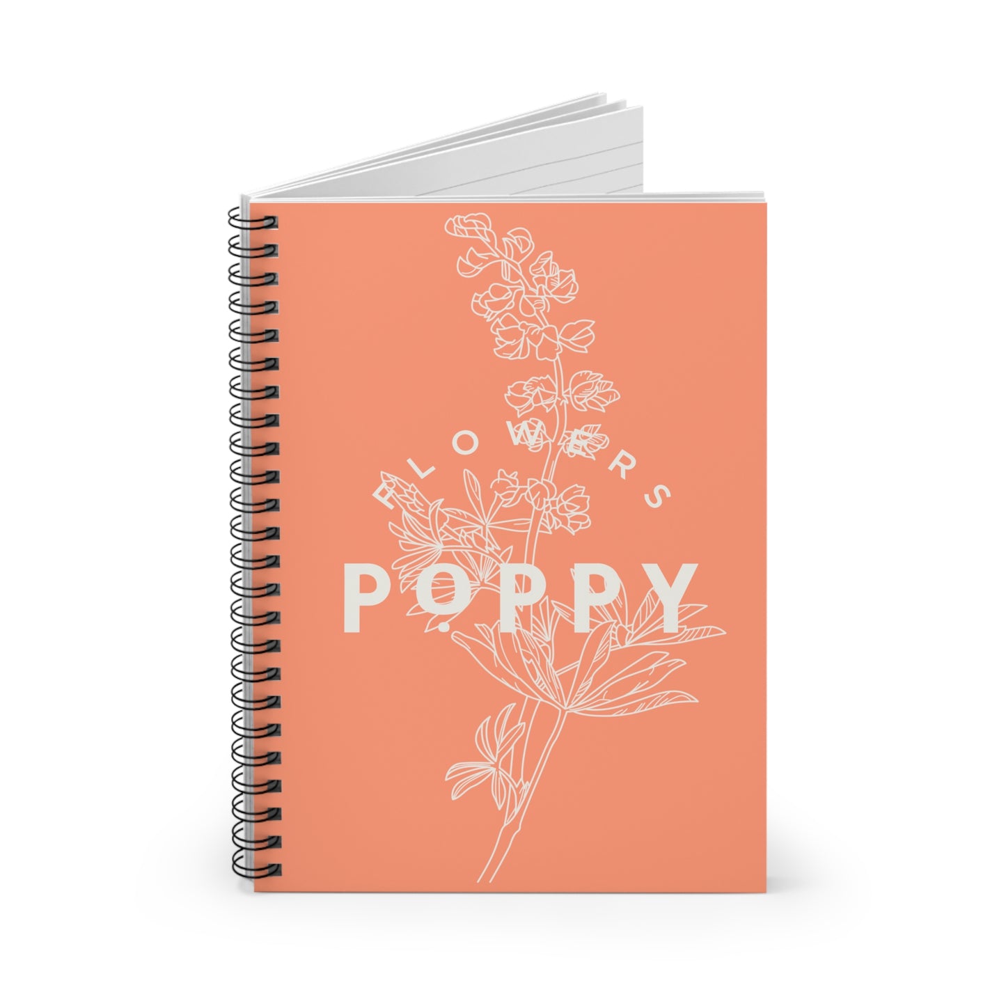 Poppy Flowers Spiral Notebook - Ruled Line (8" x 6")