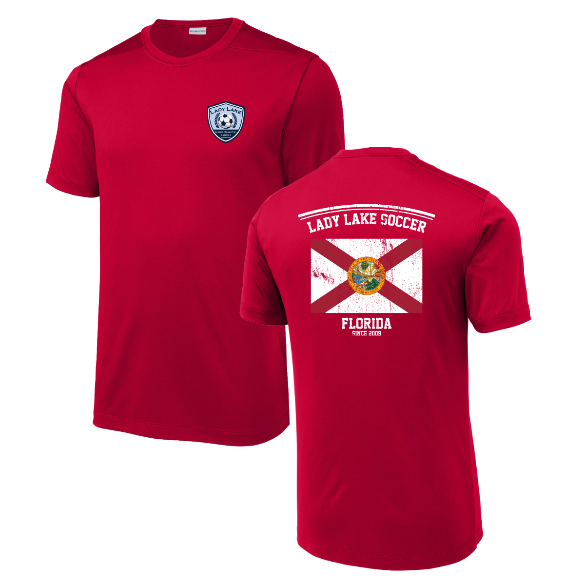 Adult Lady Lake Soccer Association Sport-Tek Posi-UV Pro Tee