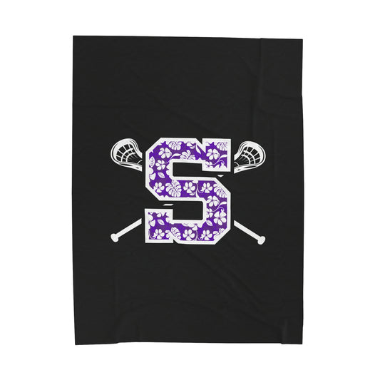 Sunset Lacrosse Velveteen Plush Blanket (60"x80")