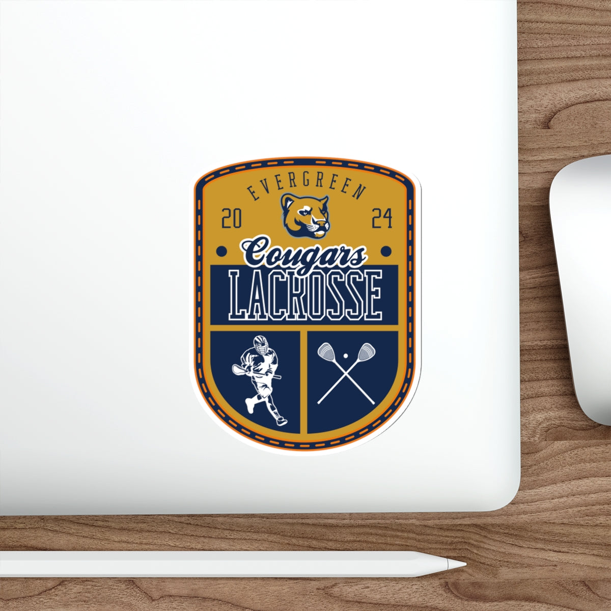 Evergreen Cougars Lacrosse Die-Cut Stickers