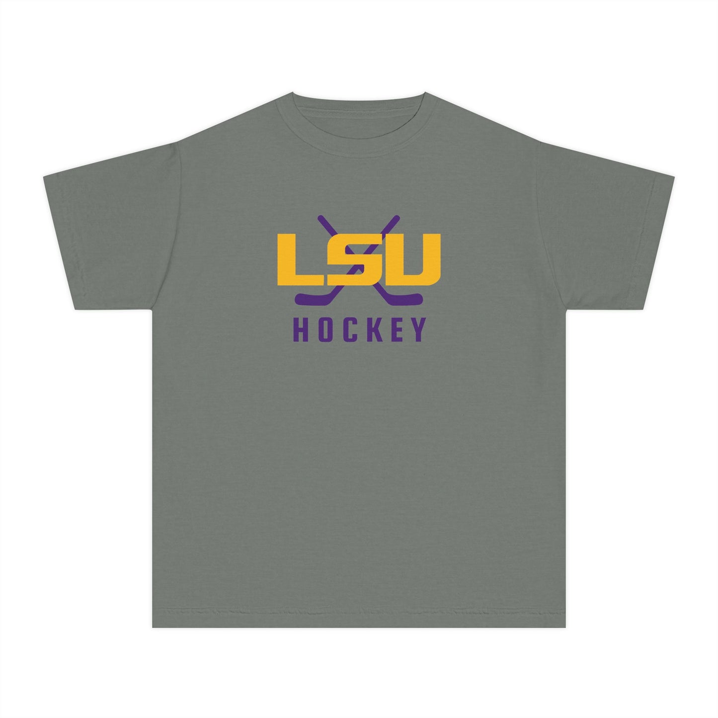 Youth LSU Ice Hockey Comfort Colors Garment Dyed T-Shirt