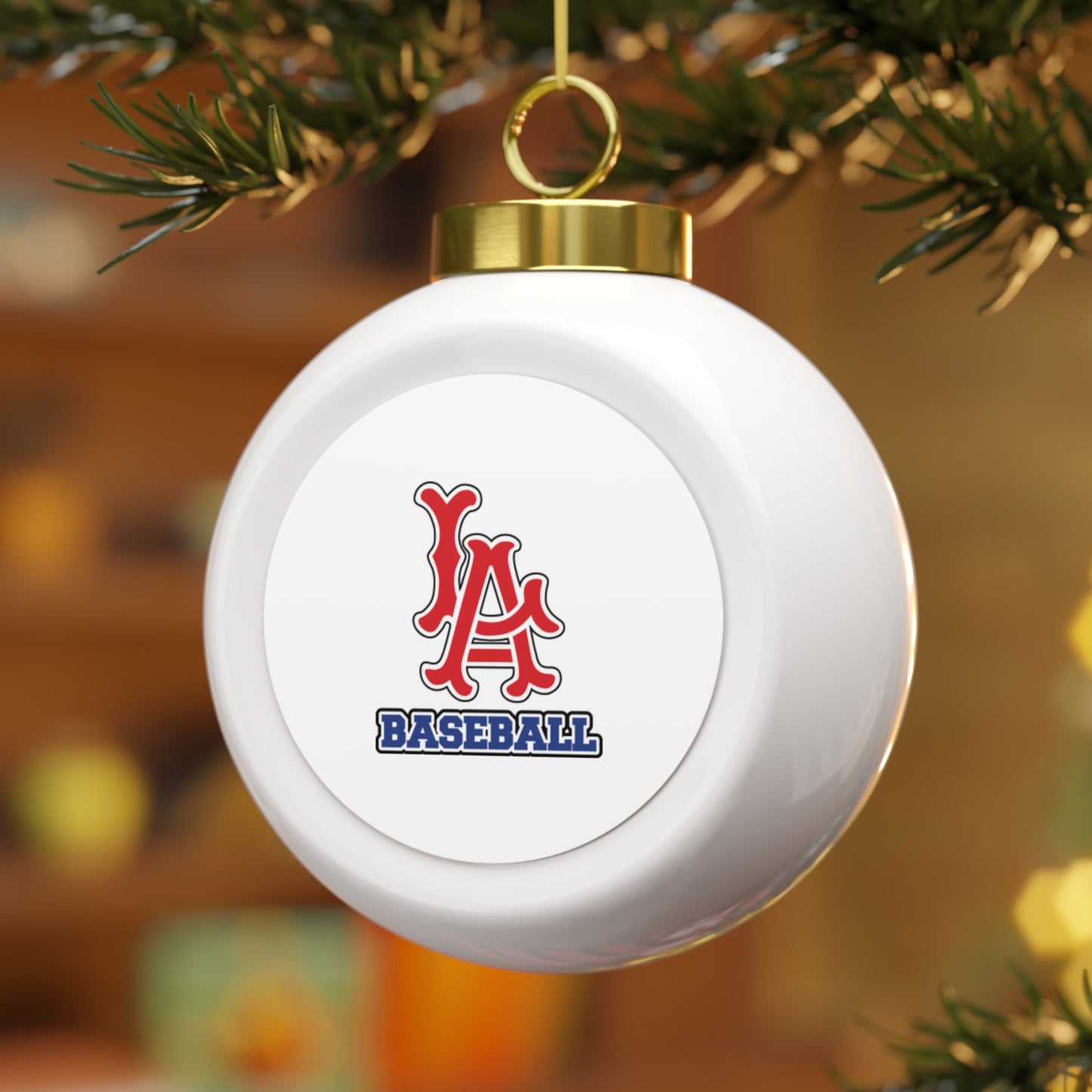 LA Baseball Christmas Ball Ornament