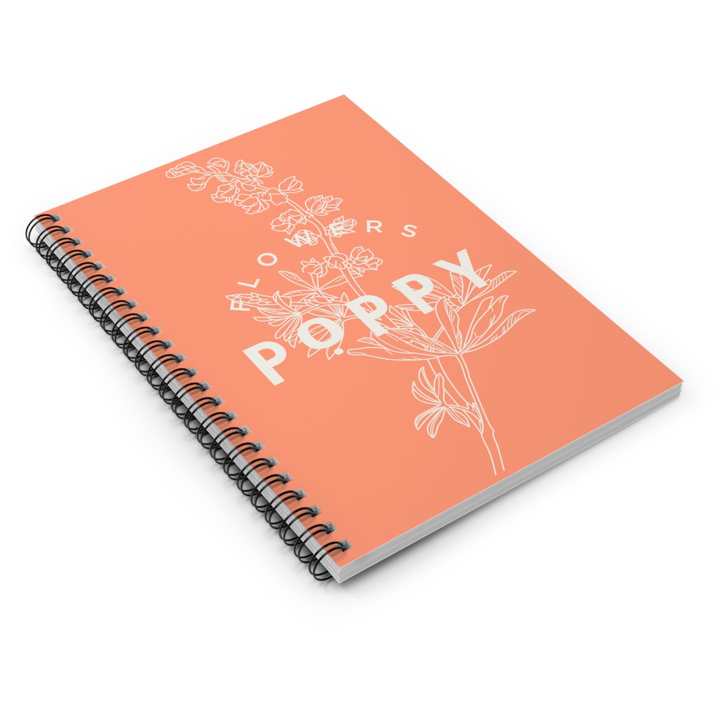 Poppy Flowers Spiral Notebook - Ruled Line (8" x 6")