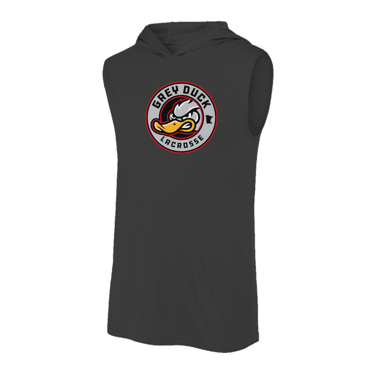 Adult Grey Duck Lacrosse Sport-Tek Sleeveless Hoodie