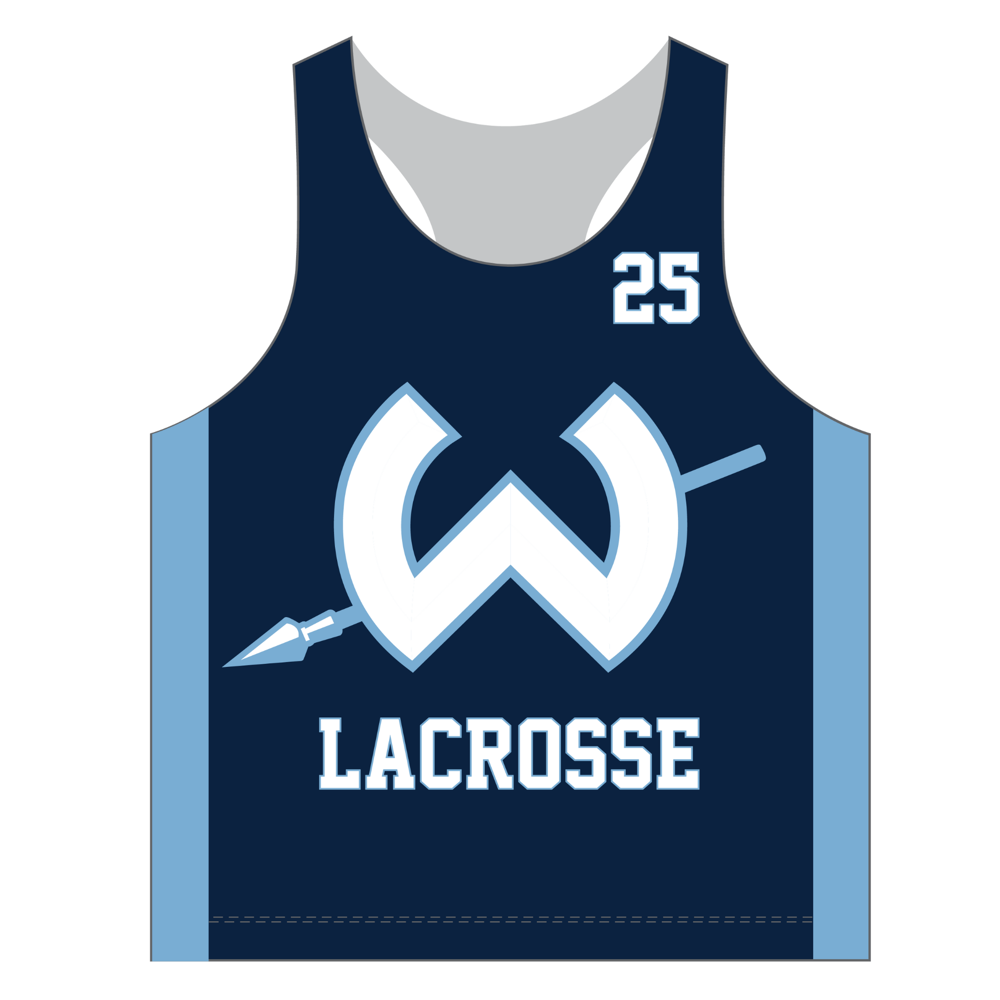 Navy Wilton High School lacrosse pinnie front