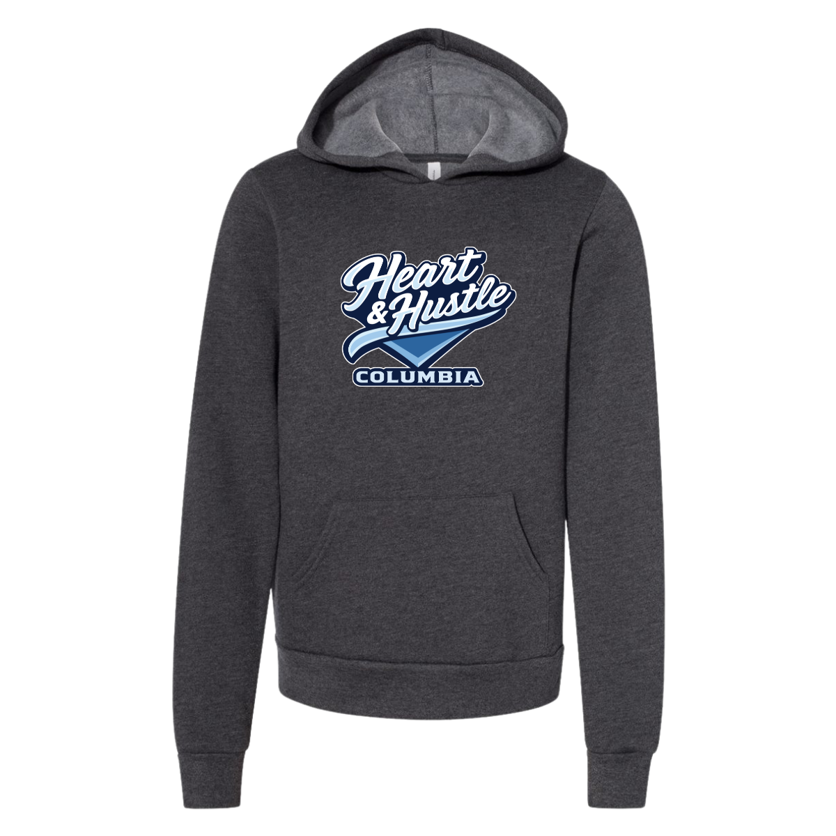 Youth Heart and Hustle Baseball Bella + Canvas Sponge Fleece Hoodie