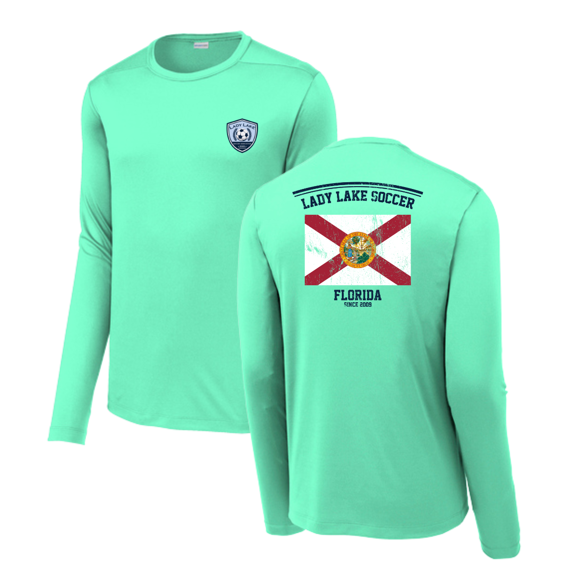 Adult Lady Lake Soccer Association Sport-Tek Posi UV Pro LS Tee