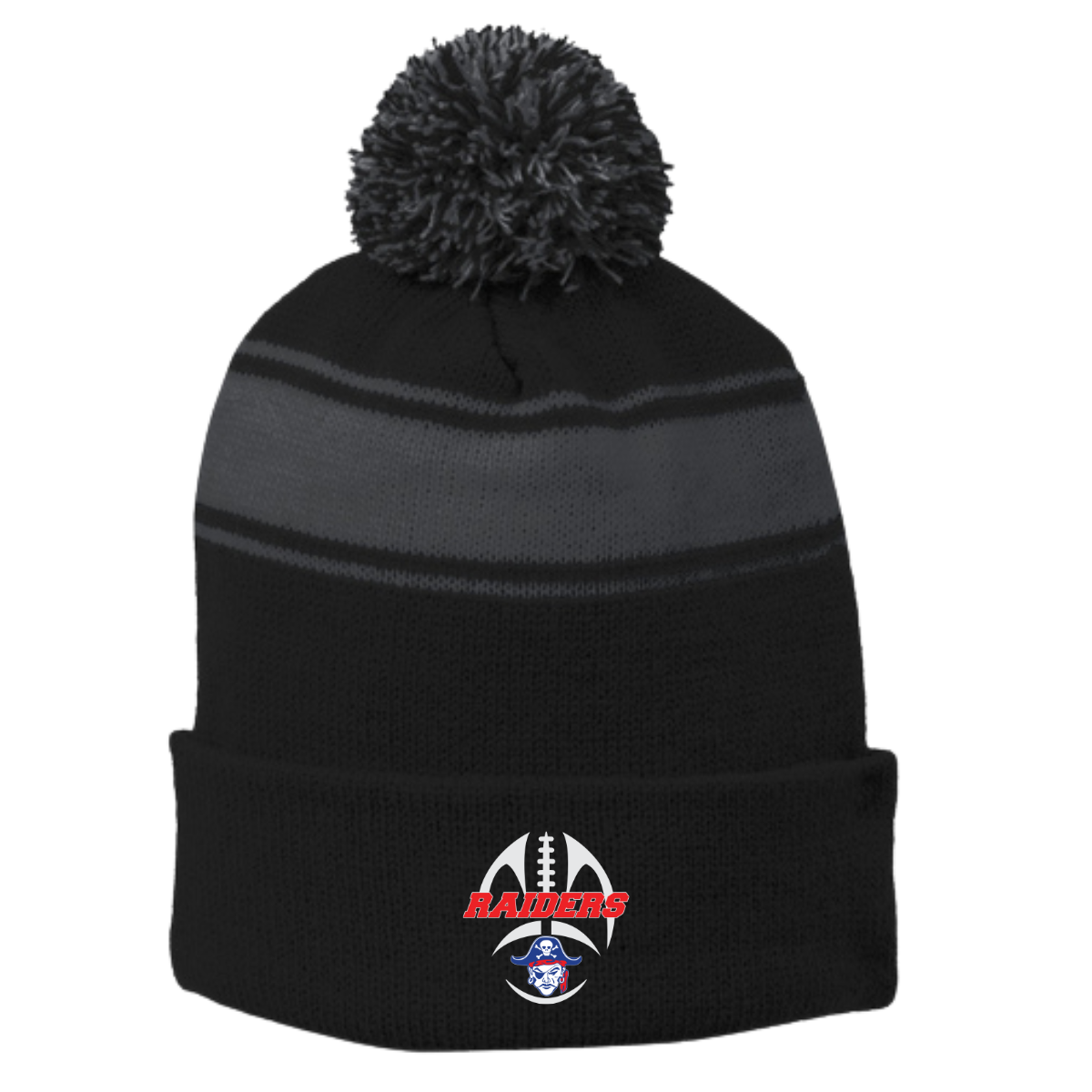 Fairport Raiders Stripe Pom Pom Beanie