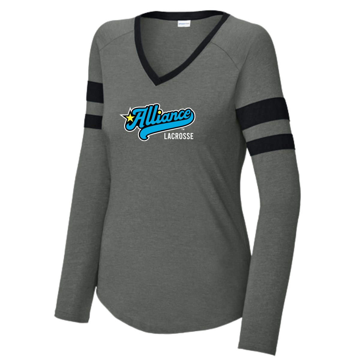Women's Alliance National Lacrosse Sport-Tek Halftime Stripe V-Neck LS