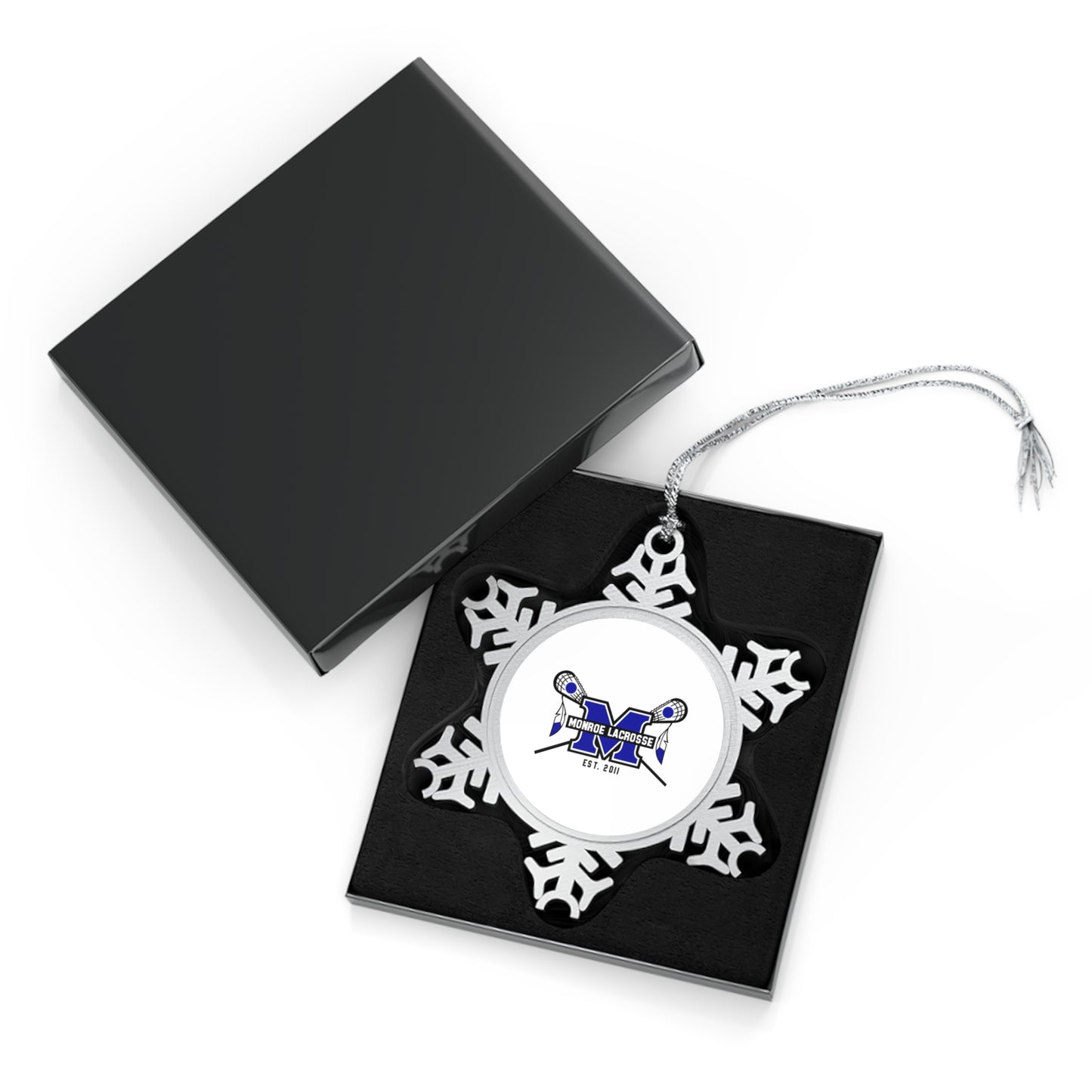 Monroe Braves Lacrosse Pewter Snowflake Ornament