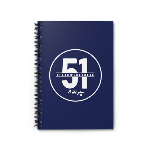 51 Stars Lacrosse Spiral Notebook - Ruled Line