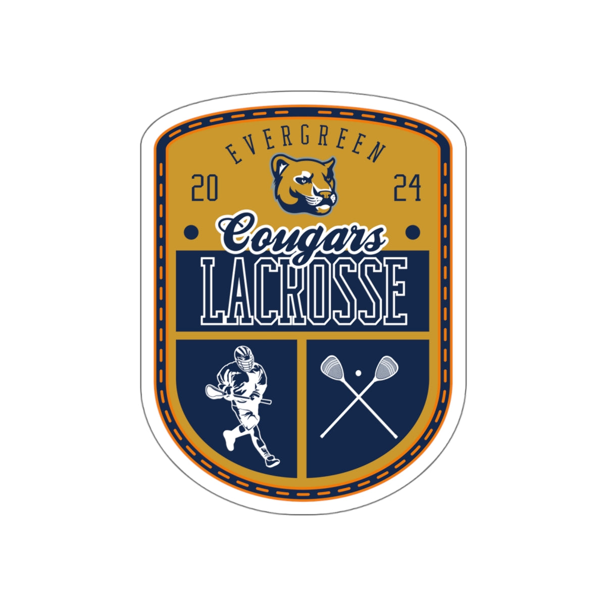 Evergreen Cougars Lacrosse Die-Cut Stickers