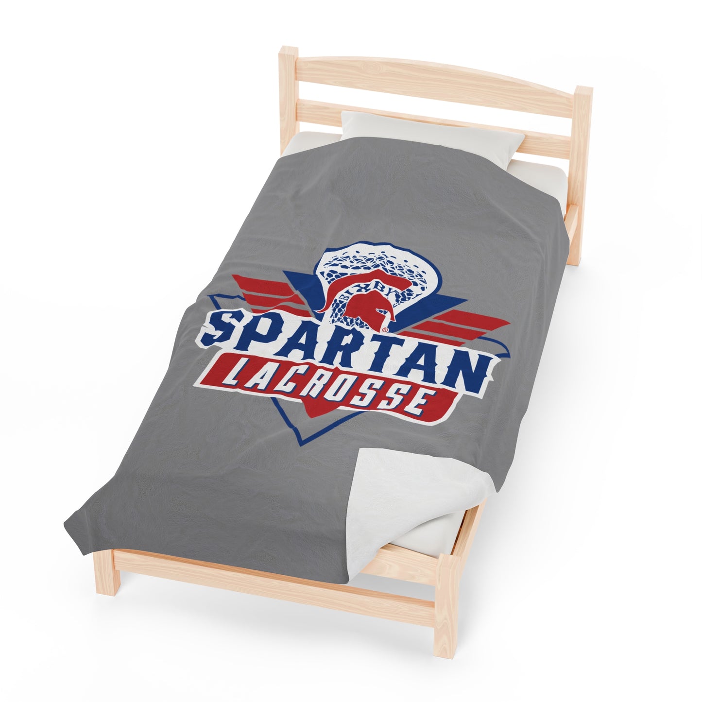 Bixby Spartan Lacrosse Velveteen Plush Blanket