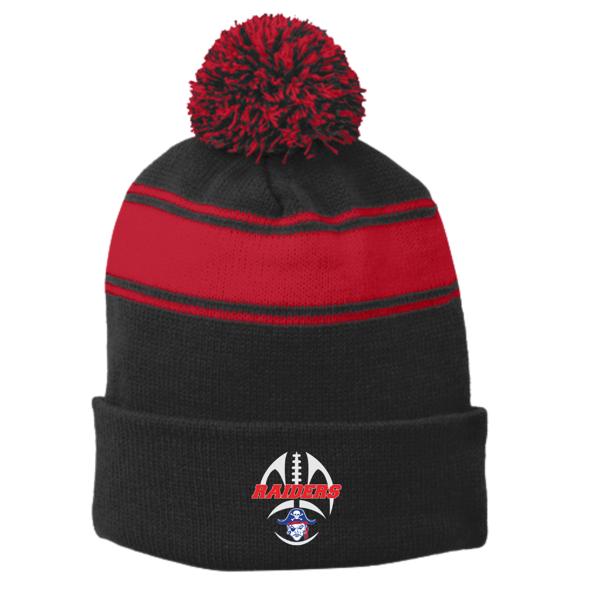 Fairport Raiders Stripe Pom Pom Beanie