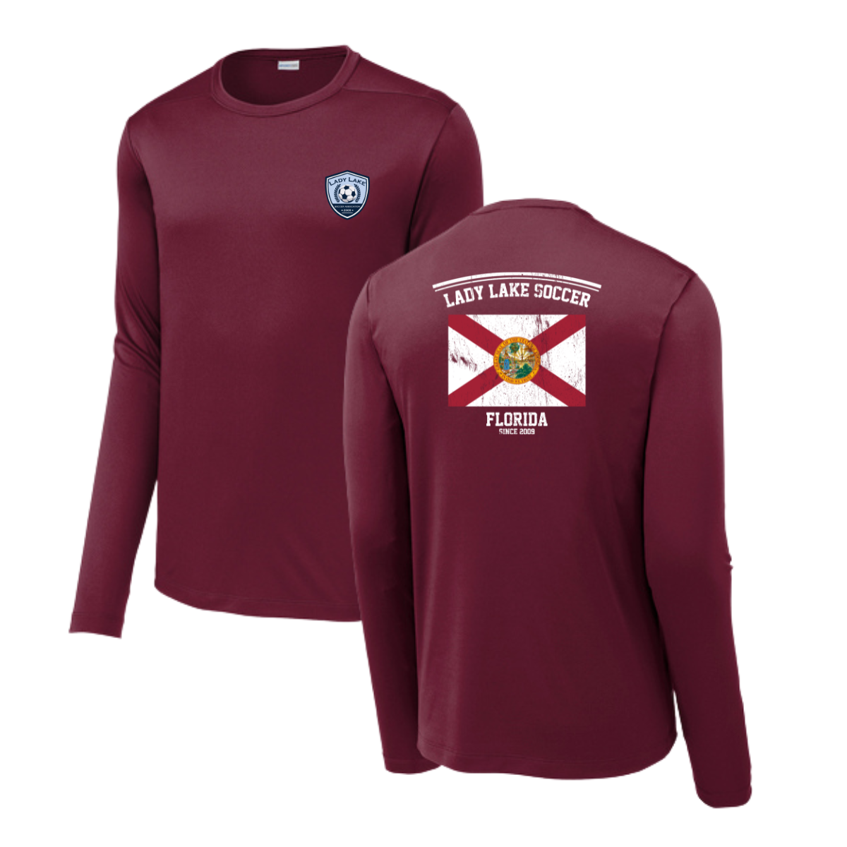 Adult Lady Lake Soccer Association Sport-Tek Posi UV Pro LS Tee