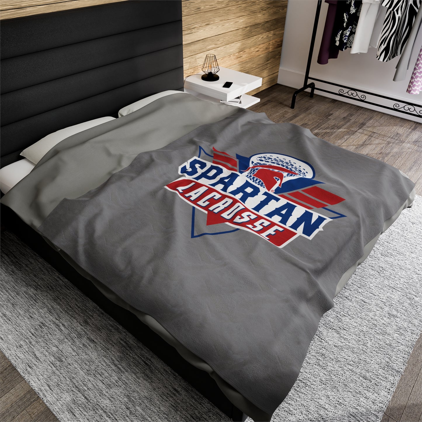 Bixby Spartan Lacrosse Velveteen Plush Blanket