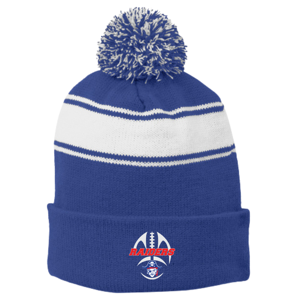 Fairport Raiders Stripe Pom Pom Beanie