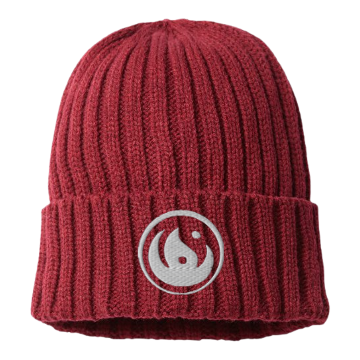 Cable Knit Beanie - White Logo
