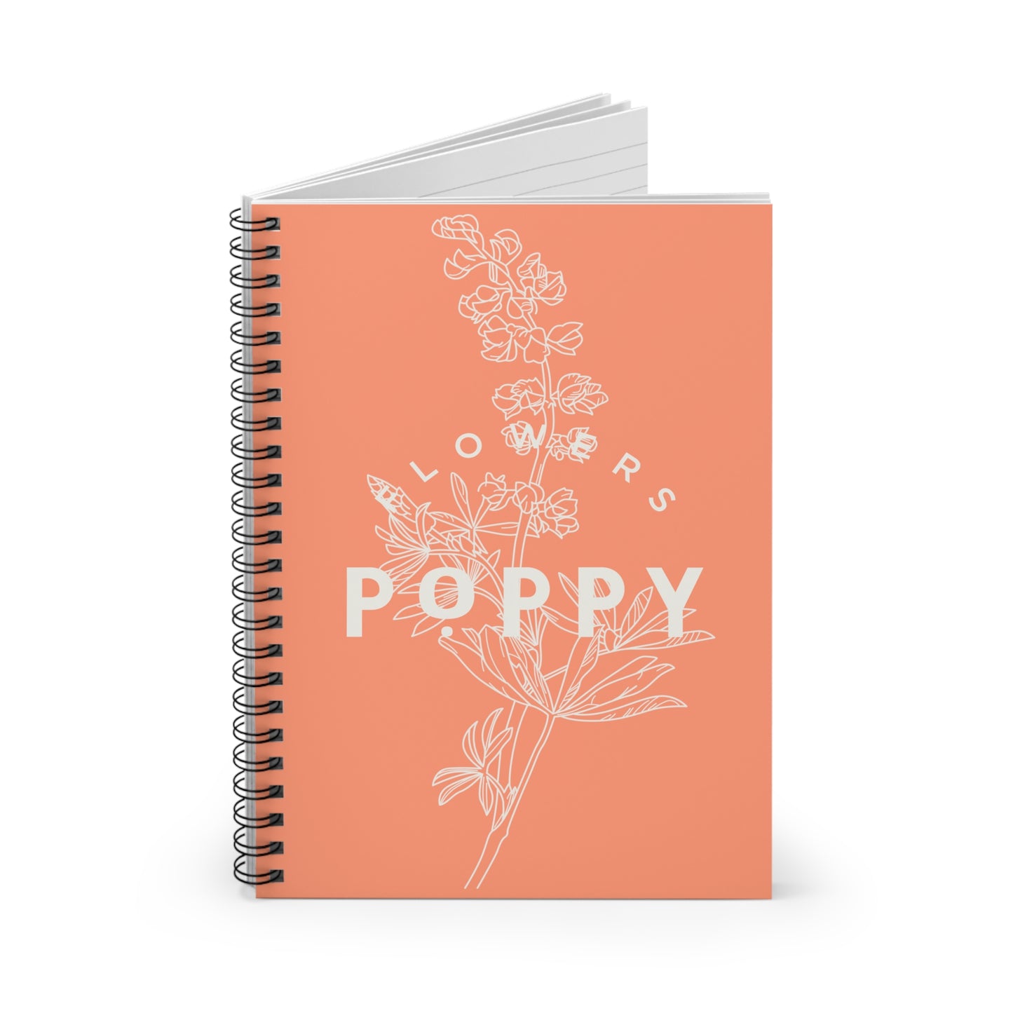 Poppy Flowers Spiral Notebook - Ruled Line (8" x 6")